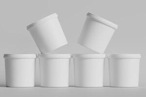 Biscuit packaging container white color on gray background 3D illustration photo