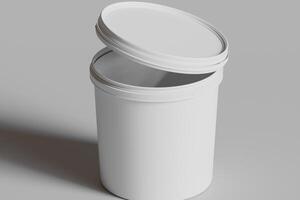 Biscuit packaging container white color on gray background 3D illustration photo