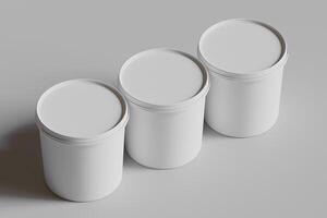 Biscuit packaging container white color on gray background 3D illustration photo