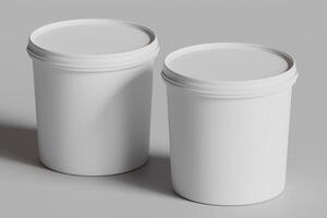 Biscuit packaging container white color on gray background 3D illustration photo