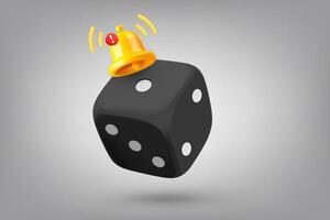 Dice and notification bell. 3d illustration vector