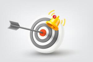 Dartboard with ringing bell. 3d illustration vector