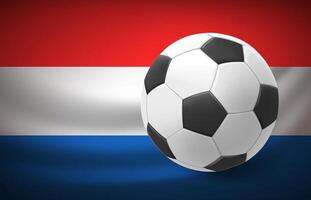 Flag of Netherlands with soccer ball. National football team concept. 3d illustration vector