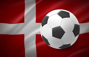 Flag of Denmark with soccer ball. National football team concept. 3d illustration vector