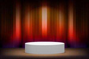 Abstract vibrant studio with stand. Design product template. 3d mockup vector