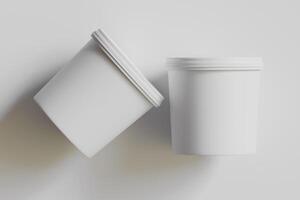 Biscuit packaging container white color on gray background 3D illustration photo