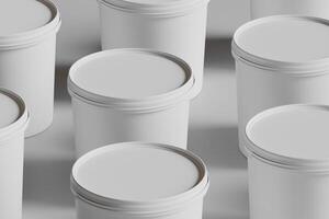 Biscuit packaging container white color on gray background 3D illustration photo