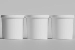 Biscuit packaging container white color on gray background 3D illustration photo