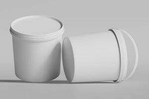 Biscuit packaging container white color on gray background 3D illustration photo
