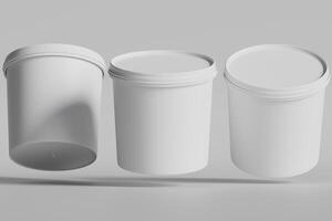 Biscuit packaging container white color on gray background 3D illustration photo