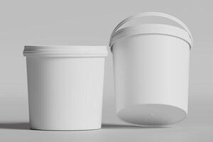 Biscuit packaging container white color on gray background 3D illustration photo
