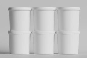Biscuit packaging container white color on gray background 3D illustration photo