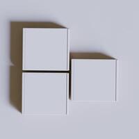 Empty cardboard Box white color 3D rendering illustration on gray background photo