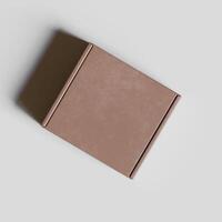 Empty cardboard Box brown color 3D rendering illustration on gray background photo