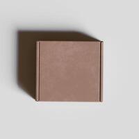 Empty cardboard Box brown color 3D rendering illustration on gray background photo