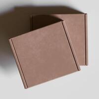 Empty cardboard Box brown color 3D rendering illustration on gray background photo