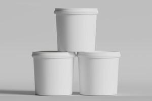 Biscuit packaging container white color on gray background 3D illustration photo