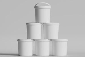 Biscuit packaging container white color on gray background 3D illustration photo
