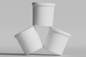 Biscuit packaging container white color on gray background 3D illustration photo