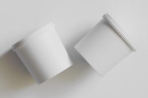 Biscuit packaging container white color on gray background 3D illustration photo