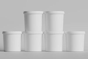 Biscuit packaging container white color on gray background 3D illustration photo