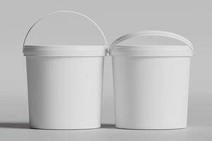 Biscuit packaging container white color on gray background 3D illustration photo