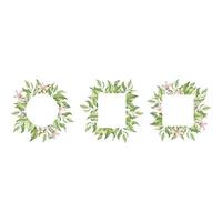 Watercolor lemon frame set with fruit, slice, leaves and flowers vector