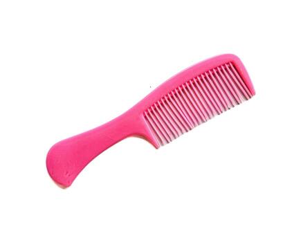 rosado pelo peine aislado en blanco antecedentes foto