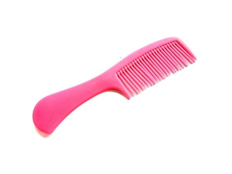 rosado pelo peine aislado en blanco antecedentes foto