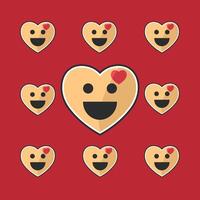 Heart emoticons set in flat style. Emoticon icons collection vector