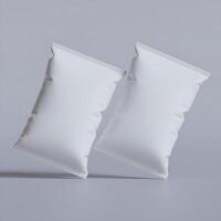Snack pouch packaging white color on gray background for mockup collection photo