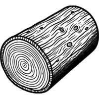 Sawn log for starting fire in monochrome. Piece of hardwood for woodworking. Simple minimalistic in black ink drawing on white background vector
