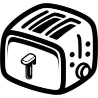 Toaster ready for toasting bread in monochrome. Bread toast making device. Simple minimalistic in black ink drawing on white background vector