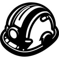 Protective construction helmet in monochrome. Plastic helmet to protect head of builder. Simple minimalistic in black ink drawing on white background vector