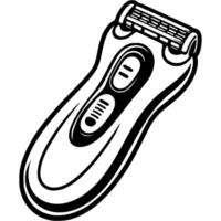 Shaving epilator in monochrome. Professional hair removal device. Simple minimalistic in black ink drawing on white background vector