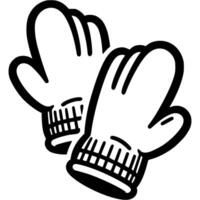 Kitchen mittens oven mitts in monochrome. Simple minimalistic in black ink drawing on white background vector