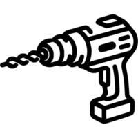 Cordless drill doodle icon. Simple minimalistic symbol in black on white background vector