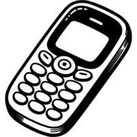 Push button mobile phone for your beloved grandmother in monochrome. Simple minimalistic in black ink drawing on white background vector