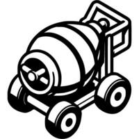 Construction concrete mixer in monochrome. Simple minimalistic in black ink drawing on white background vector