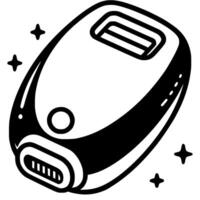 Laser hair epilator in monochrome. Professional hair removal device. Simple minimalistic in black ink drawing on white background vector