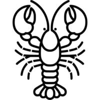 Lobster claws and body outlined doodle icon. Seafood delicacy. Simple minimalistic symbol in black on white background vector