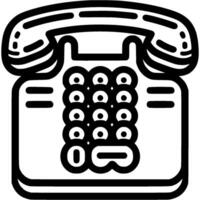 Push button telephone for call center hotline operation doodle icon. Simple minimalistic symbol in black on white background vector