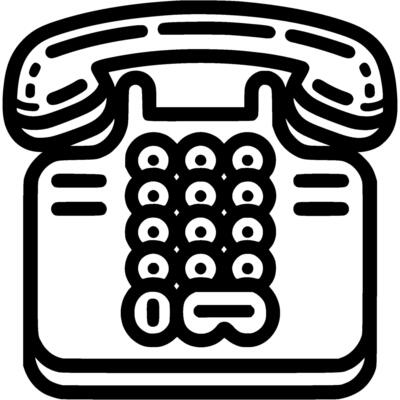 Push button telephone for call center hotline operation doodle icon. Simple minimalistic symbol in black on white background