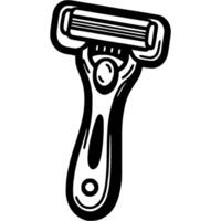 Manual hair removal shaver with floating movable head in monochrome. Professional hair removal device. Simple minimalistic in black ink drawing on white background vector