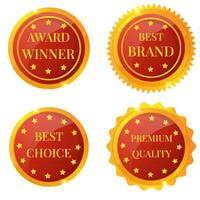 Gold award medal labels set vector