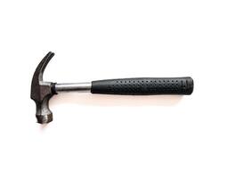 A hammer with a black handle on white background photo