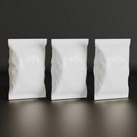 Realistic snack for chips potato and etc. white color black background rendering 3D illustration photo