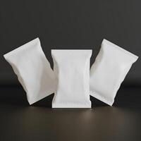 Realistic snack for chips potato and etc. white color black background rendering 3D illustration photo