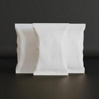 Realistic snack for chips potato and etc. white color black background rendering 3D illustration photo