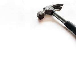 A hammer with a black handle on white background photo